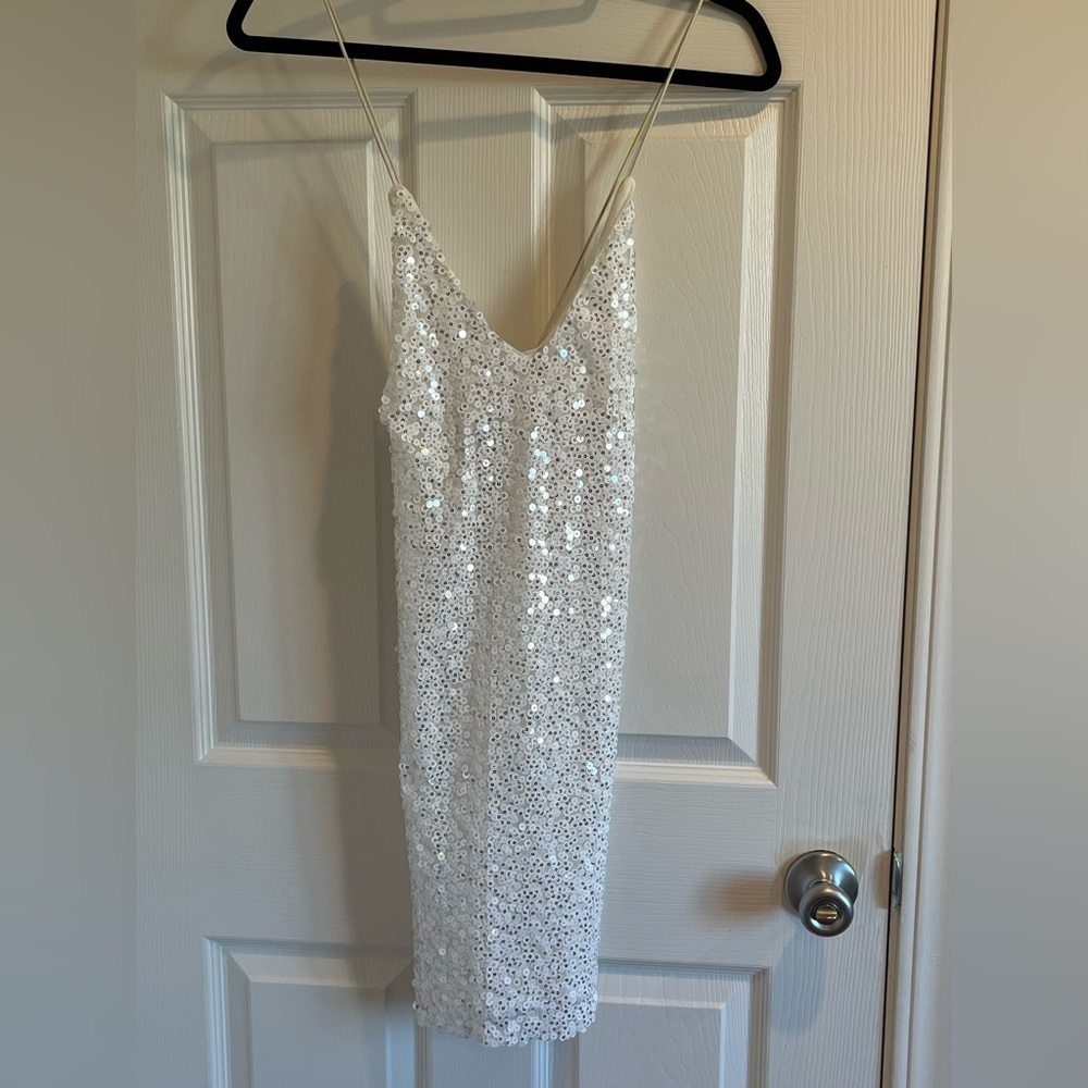 Lulus white sequin low back mini dress, XS - Picture 2 of 8